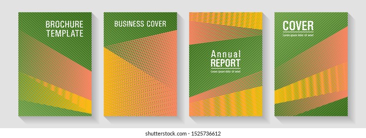 Halftone lines placard backgrounds design. Scientific journals concept. Future geometric patterns Eps10 vector. Marketing brochure covers design set. Corporate report mockups.