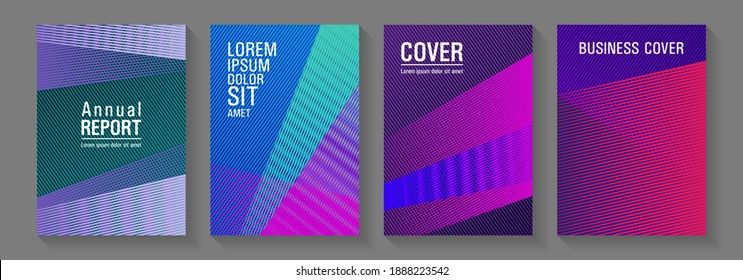 Diseño de fondo de carteles de líneas de semitono. Cartas de la caja del folleto Rectangle. Cuadros establecidos con espacios de identidad del logotipo. Gráficos editables de la página de inicio web. Conceptos de revista científica.