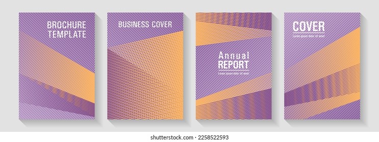 Halftone lines placard backgrounds design. Bauhaus minimal placard backgrounds. Educational certificates concept. Laconic rectangle cover templates set. Flat style booklet concepts.