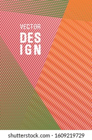 Halftone lines texture vector print background. Cover template with logo place. Scientific journal concept. Banner backdrop simple print idea. Cool triangles composition.