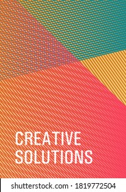 Halftone lines texture vector print background. Marketing brochure cover design. Bauhaus minimal placard background. Magic notebook framework. Vibrant gradient book backdrop.