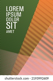 Halftone lines texture vector print background. Sale catalog vivid mockup. Magic notebook framework. Editable web landing page graphics. Laconic rectangle cover template.