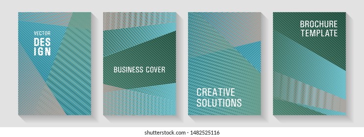Halftone lines texture vector prints. Corporate branding leaflets. Digital stylish outlet backdrops. Poster linear minimalistic Eps10 vectors. Advanced brand cover templates set.