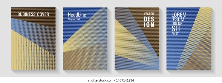 Halftone lines texture vector prints. Sale catalog vivid mockups. Laconic corporate style. Party invitation flyer cool backgrounds. Laconic rectangle cover templates set.