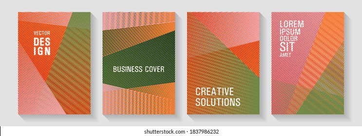 Halftone lines texture vector prints. Editable web landing page graphics. Advertising publication backdrops. Laconic rectangle cover templates set. Scientific journals concept.