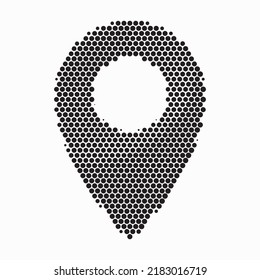 Halftone location icon. Map marker halftone dotted icon. Halftone vector design element