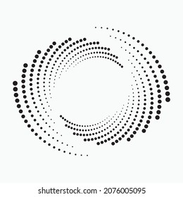 Halftone logo. Halftone dots in circle form. Dotted round logo. Design element for various purposes.