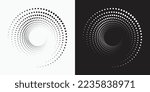Halftone logo set. Circular dotted logo isolated on the white background. Garment fabric design.Halftone circle dots texture. Vector design element for various purposes.