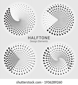 Halftone logo set. Circular dotted logo isolated on the white background. Garment fabric design.Halftone circle dots texture. Vector design element for various purposes.