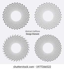 Halftone logo set. Circular dotted logo isolated on the white background. Garment fabric design.Halftone circle dots texture. Vector design element for various purposes.