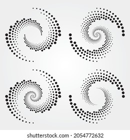 Halftone logo set. Circular dotted logo isolated on the white background. Garment fabric design.Halftone circle dots texture. Vector design element for various purposes.