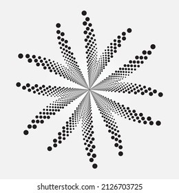 Halftone logo set. Circular dotted logo isolated on the white background. Geometric design. Halftone circle dots texture. Vector design element for various purposes.