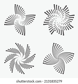 Conjunto de logotipos de semitono. Logo de puntos circulares aislado en el fondo blanco. Diseño de tela textil. El círculo semitonario se ajusta a la textura. Elemento de diseño de vectores para su diseño.