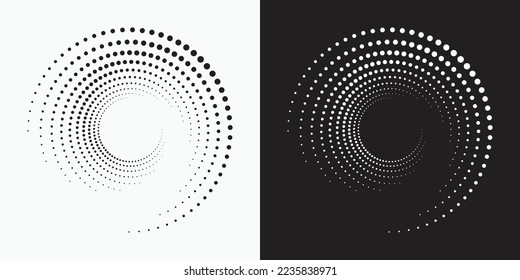 Halftone logo set. Circular dotted logo isolated on the white background. Garment fabric design.Halftone circle dots texture. Vector design element for various purposes.