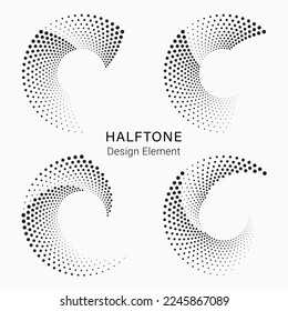 Halftone logo set. Circular dotted logo isolated on the white background. Garment fabric design.Halftone circle dots texture. Vector design element for various purposes.