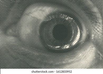 Halftone Male Eye. Vector Illustration.