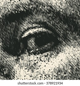 Halftone Male Eye. Vector Illustration