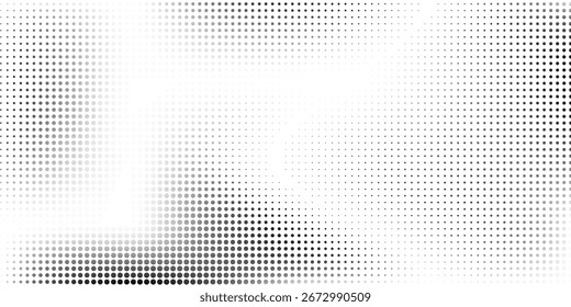 Halftone mesh gradient texture. Vanishing polka dot background. Repeating dots gradation simple