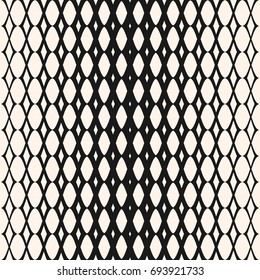 Halftone mesh seamless pattern. Vector monochrome geometric texture with gradient transition effect. Stylish modern background. Hipster fashion design for decoration, prints, textile, wrapping, covers