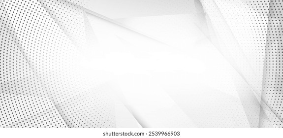 Fondo de Vector gris mínimo de semitono. Textura de puntos geométricos. Fondo de pantalla de semitono. Arte vanguardista. Página de sombra blanca gris. Patrón de grano. Textura ligera de puntos de arte Pop. Moderno Anuncio desvanecido. Forma de líneas geográficas