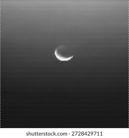 Orbe circular minimalista semitono que se asemeja a una luna o planeta, ideal para temas espaciales, marca futurista y gráficos de ciencia abstractos.