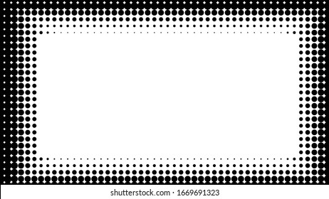halftone modern gradient dots vector illustration rectangular frame over white background