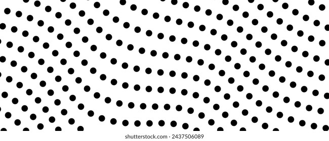 Fondo monocromo de semitono con puntos que fluyen. Onda abstracta en blanco y negro. Ilustración de vector