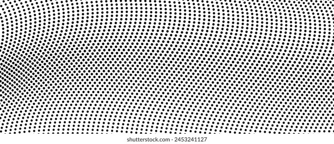 Fondo monocromo de semitono con puntos que fluyen. Abstractas textura en blanco y negro. Ilustración vectorial