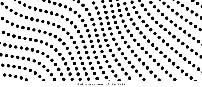 Fondo monocromo de semitono con puntos que fluyen. Abstractas textura en blanco y negro. Ilustración vectorial