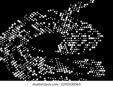 Half-tone monochrome dot pattern. Minimalism, vector. White dots on black background. Background for posters, websites, business cards, postcards.