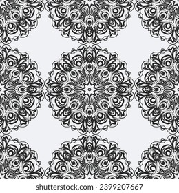Fondo de textura floral monocromática de semitono. Resumen de la ilustración vintage en blanco y negro vectorial Textura.