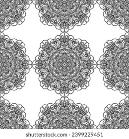 Fondo de textura floral monocromática de semitono. Resumen de la ilustración vintage en blanco y negro vectorial Textura.