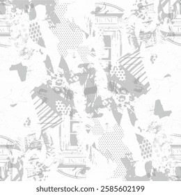 Halftone monochrome grunge vertical lines texture. Abstract decorative background with straight stripes.Chaotic graphic pattern. Vector illustration of seamless pattern , Abstract geometric background