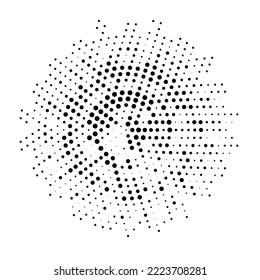 Halftone monochrome pattern with dots around the circle. Minimalism, vector. Background for posters, websites, business cards, postcards, interior design.