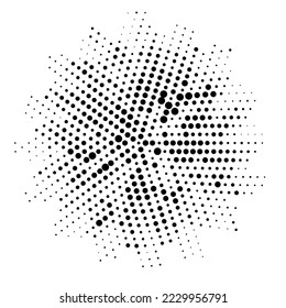 Halftone monochrome pattern with dots around the circle. Minimalism, vector. Background for posters, websites, business cards, postcards, interior design.
