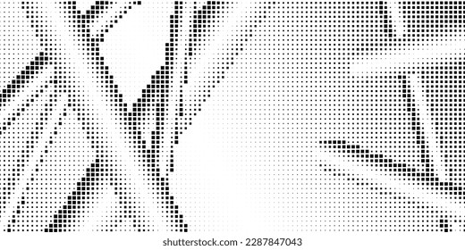 Half-tone monochrome pattern with squares. Shades of grey. Minimalism, vector. Black and grey dots on white background. Background for posters, websites, business cards, postcards.