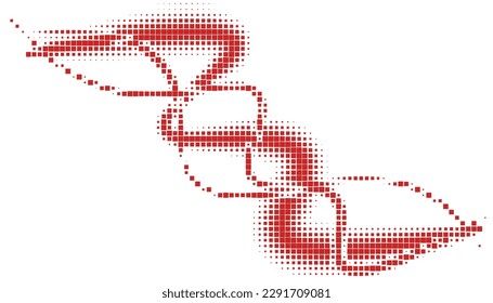 Patrón monocromo de semitono con cuadrados. Tonos rojos. Minimalismo, vector. Los puntos rojos sobre fondo blanco. Antecedentes para afiches, sitios web, tarjetas de visita, postales.