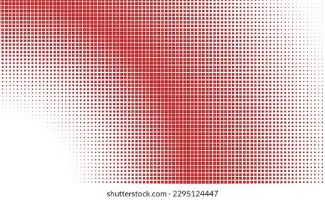 Patrón monocromo de semitono con cuadrados. Tonos rojos. Minimalismo, vector. Los puntos rojos sobre fondo blanco. Antecedentes para afiches, sitios web, tarjetas de visita, postales.