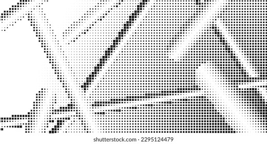 Halbton-Monochrome-Muster mit Quadraten. Farbtöne von Grau. Minimalismus, Vektorgrafik. Schwarze und graue Punkte auf weißem Hintergrund. Hintergrund für Poster, Websites, Visitenkarten, Postkarten.