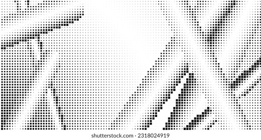 Halftone monochrome pattern with squares. Shades of grey. Minimalism, vector. Black and grey dots on white background. Background for posters, websites, business cards, postcards.