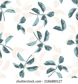 Halftone monochrome texture background. Abstract vintage green and white vintage leaves pattern on white background.