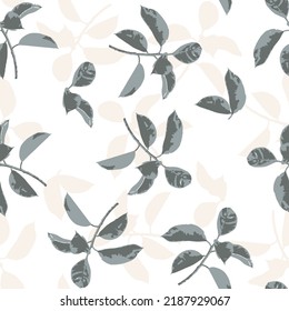 Halftone monochrome texture background. Abstract vintage black and white vintage leaves pattern on white background.