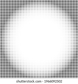 Textura monocroma de semitono con puntos. Círculo, Zen. Minimalismo, vector. Antecedentes para afiches, sitios web, tarjetas de visita, postales, diseño interior.