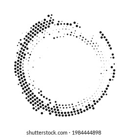 Textura monocroma de semitono con puntos. Círculo, Zen. Minimalismo, vector. Antecedentes para afiches, sitios web, tarjetas de visita, postales, diseño interior.
