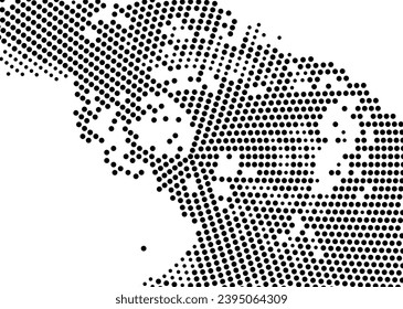 Halftone monochrome texture with dots. Minimalism. Black and white background for posters, websites, business cards, postcards, interior design.