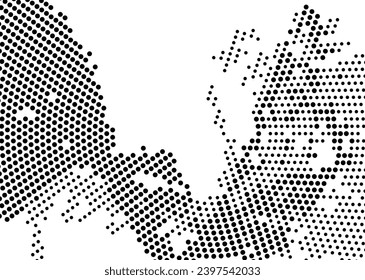Halftone monochrome texture with dots. Minimalism. Black and white background for posters, websites, business cards, postcards, interior design.