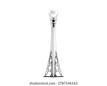 Halftone monochrome vector of a radio tower antenna or Eiffel-style landmark, perfect for communication and architecture design.