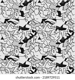 Fondo de mosaico de semitono. diseño monocromo de formas geométricas caóticas.Fondo vectorial de mosaico abstracto, patrón geométrico de baldosas para papeles pintados, papel de envoltura o fondos de sitios web.