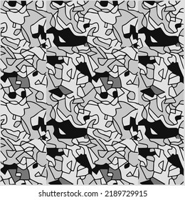 Halftone mosaic background. monochrome design of chaotic geometric shapes.Abstract mosaic vector background, tiling geometric pattern for wallpapers, wrapping paper or website backgrounds.