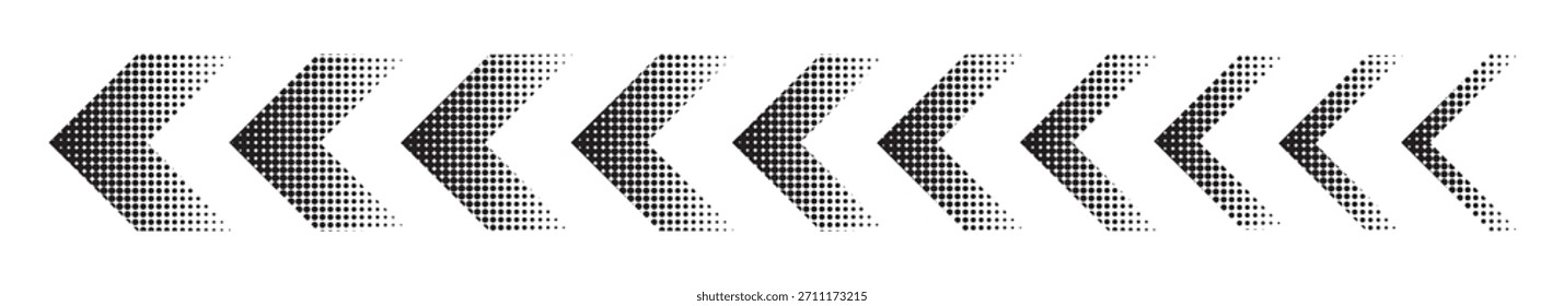 Halftone moving arrow representing speed, acceleration, fast vector illustration